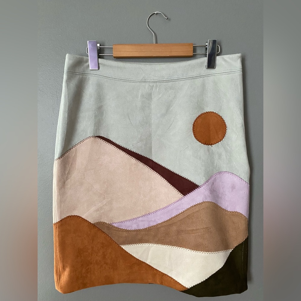 Anthropologie Vegan Suede Patchwork Skirt 🌻